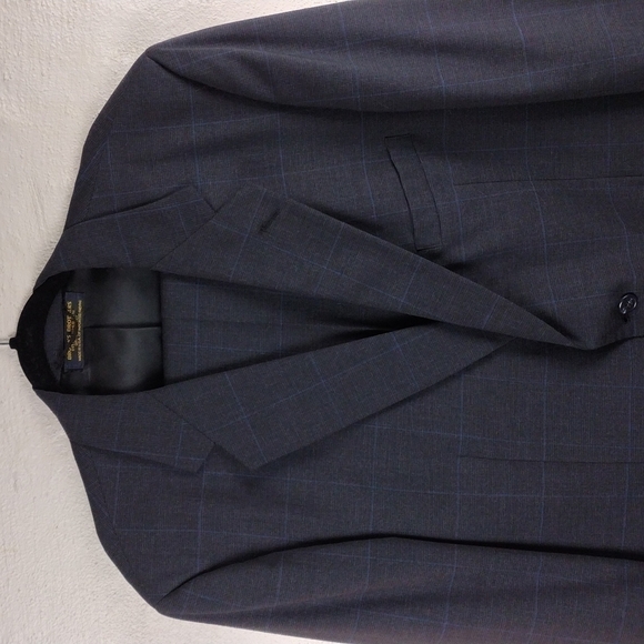 Brooks Brothers Black Windowpane Check One Notched Two Button Dress Suit Jacket - Picture 3 of 16